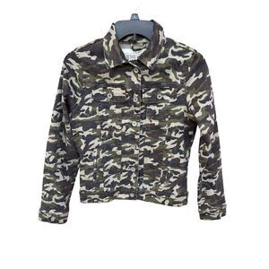 White Mark Women's Camo Military Jacket‎ Green Camouflage Size S